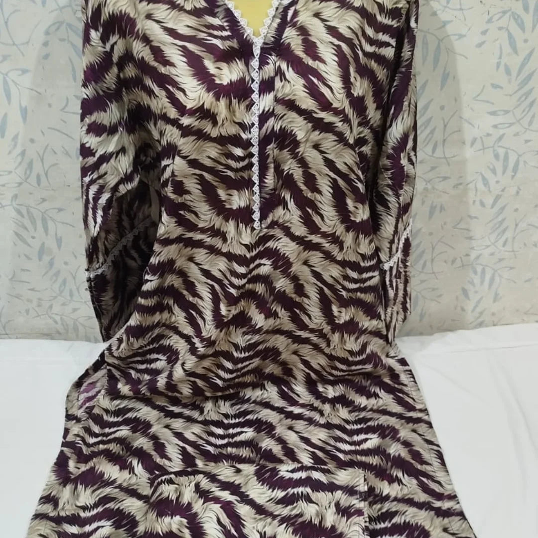 Bold Purple & Beige Animal Print Allover Lawn 2-Piece