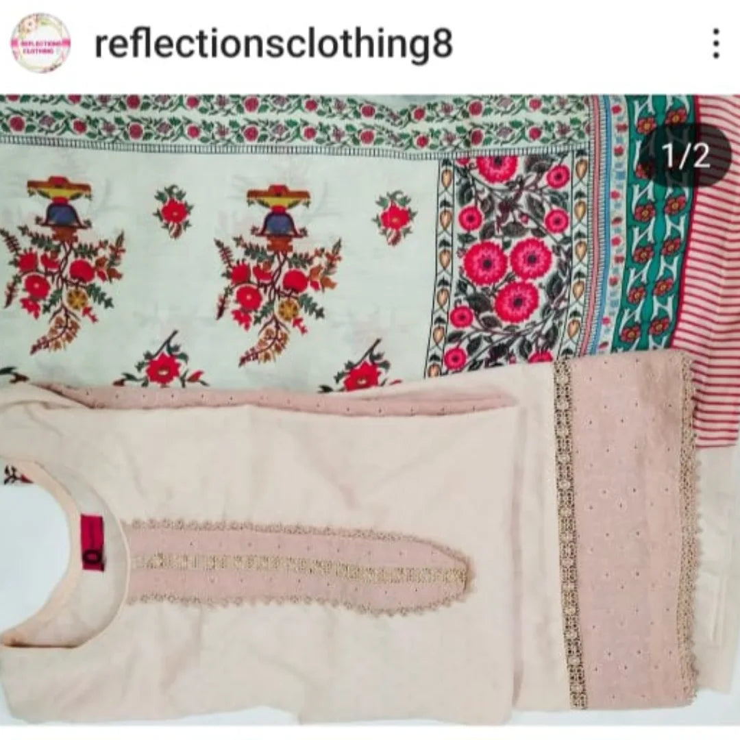 Baby Blue Embroidered Bana Dora Lawn Kurti – Pre-Shrunk & Overlocked