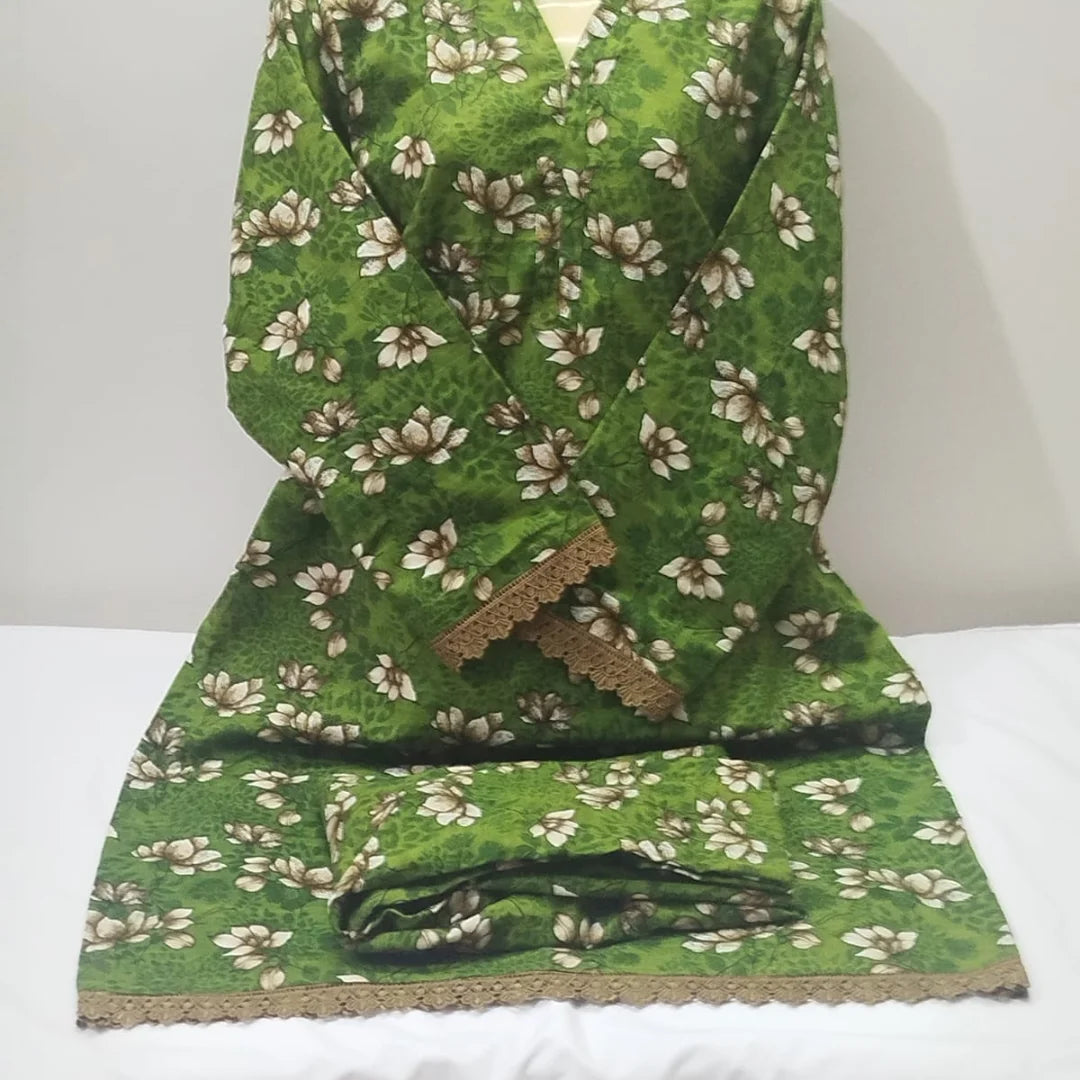 Refreshing Green Floral Khaddar 2-Piece Suit